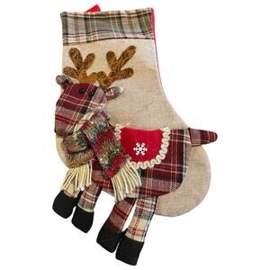 Christmas Stocking Reindeer 16”x10” NOB